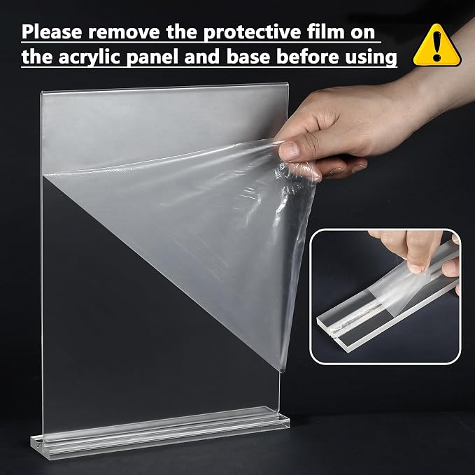 MaxGear Acrylic Sign Holder 8.5x11 T Shape 3 Pack | T Shape Display; - Image 2