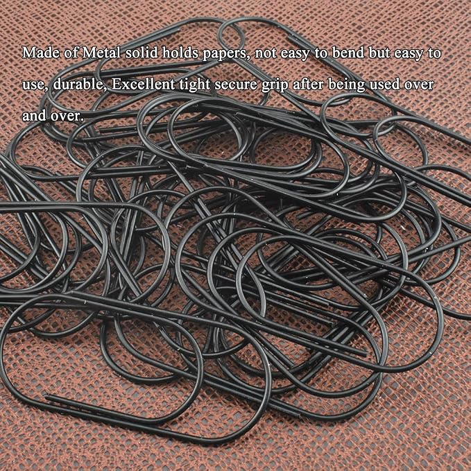 HAHIYO Paper Clips 2 inches Length Black Wide Paperclips Vinyl Coated Prevent - Image 6