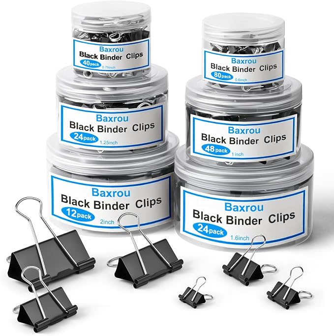 228 PCS Binder Clips Paper Clamps Assorted Sizes, Extra Large Medium Small Mini by Baxrou