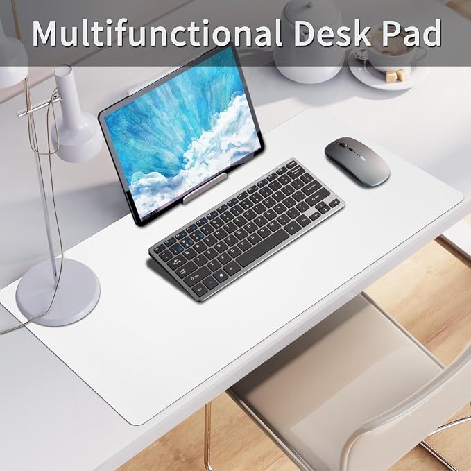Bloss White Desk Mat, Mouse Pad, Waterproof Leather Desk Pad, Desk Matt - Image 3