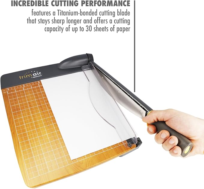 Westcott 12'' TrimAir Wood Guillotine Paper Cutter & Paper Trimmer, 30 Sheet - Image 5