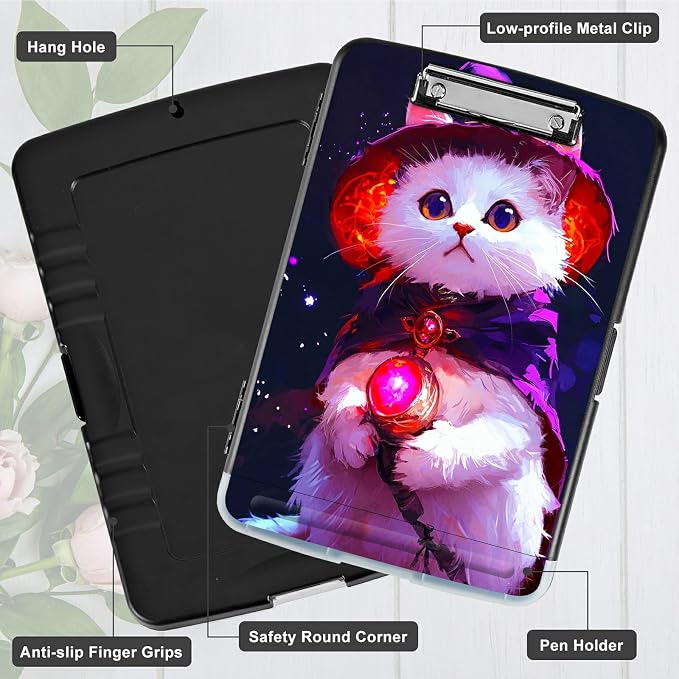 Purple White Cat A4 Clipboard - Image 5
