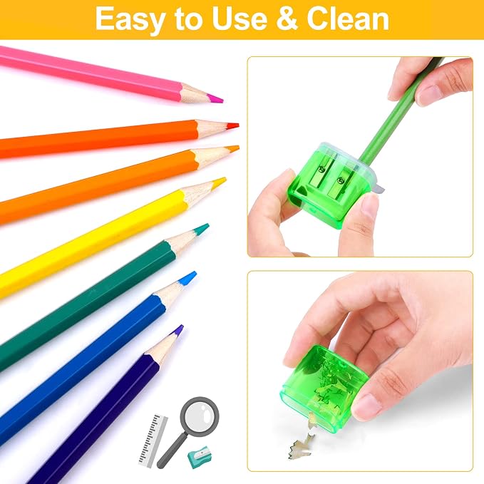 Aodaer 168 Pieces Pencil Sharpeners Manual Double Hole Pencil Sharpener - Image 3