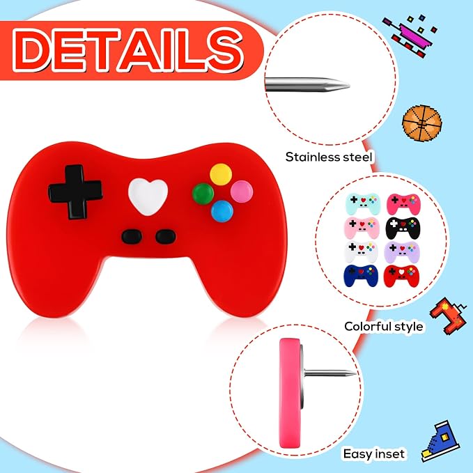 24 Pcs Fun Push Pins for Cork Board Video Game Controller Corkboard Thumb Tacks - Image 3