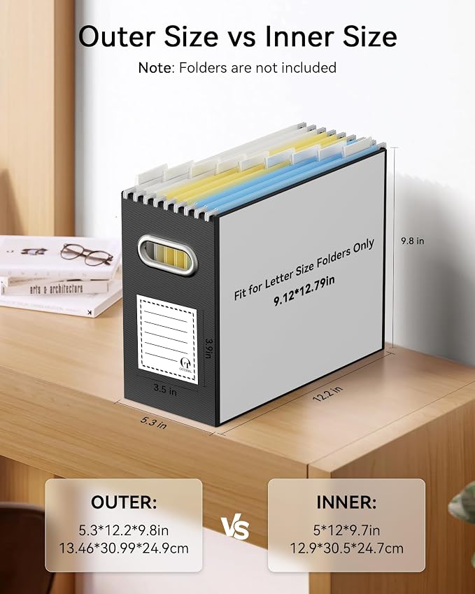 Oterri File Organizer Box, Portable Collapsible Cardboard File Folder Organizer - Image 2