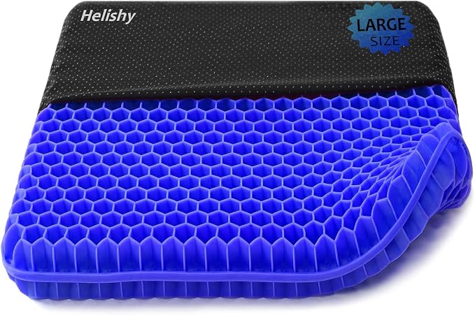 Extra Large Gel Seat Cushion for Long Sitting Pressure Pain Relief | 17x17inch by Helishy