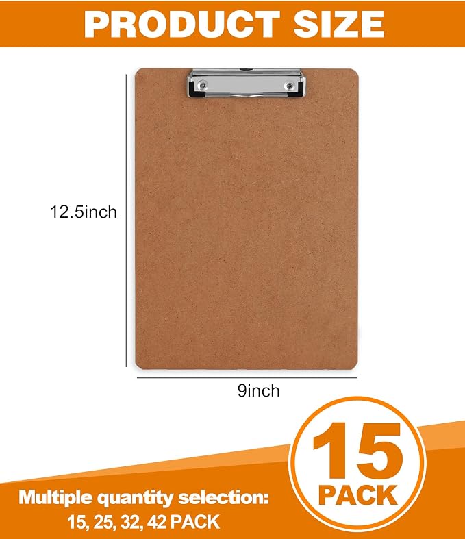 Clipboard, HERKKA 15 Pack Hardboard Office Clipboards Standard A4 Letter Size - Image 2