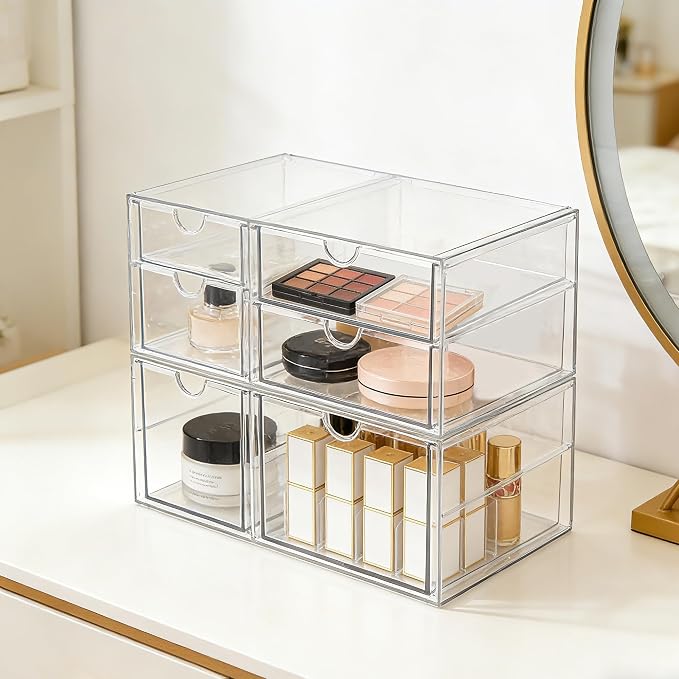 Prsildan Acrylic Makeup Organizer Clear Storage Drawer - Image 2