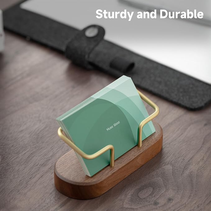 muso wood Business Card Holder for Desk, Wooden Creative Business Card Display - Image 5