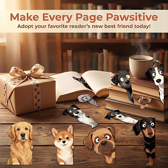 Peeking Dogs Magnetic Bookmarks Set of 10 – Cute Dog Bookmark Clips, Magnetic - Image 7