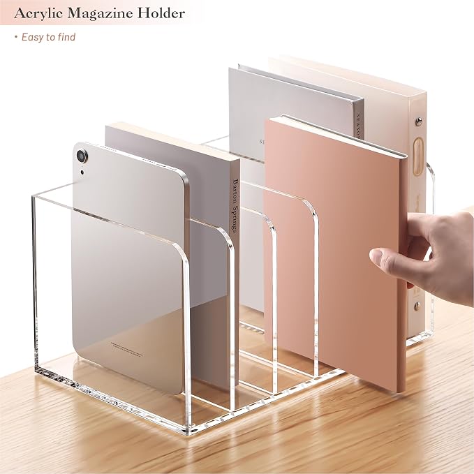YUXUN Acrylic Magazine Holder, Book Storage-Office/Home/Classroom Organization - Image 5