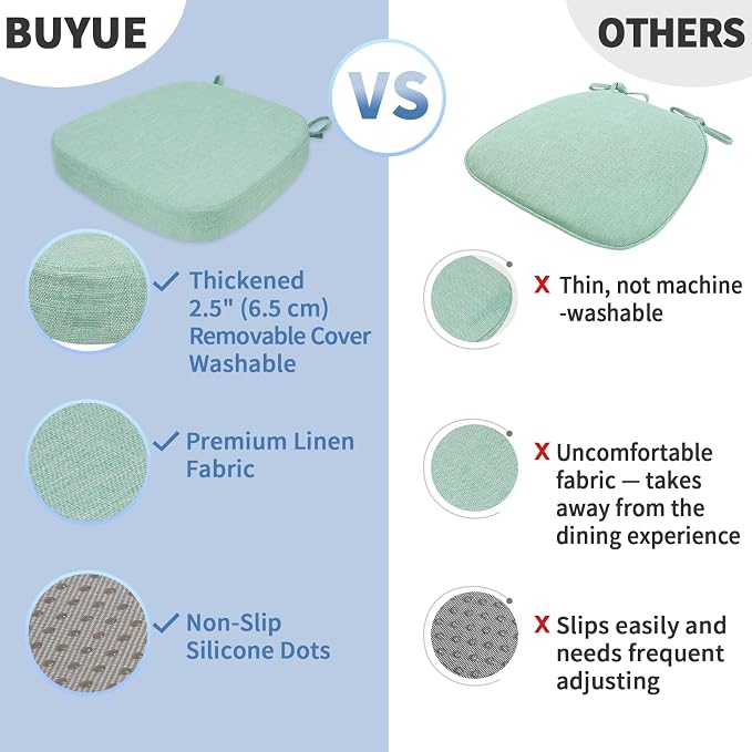 BUYUE Thickened 2.5" Dining Chair Cushions Set of 6, U-Shape High Density Foam - Image 6