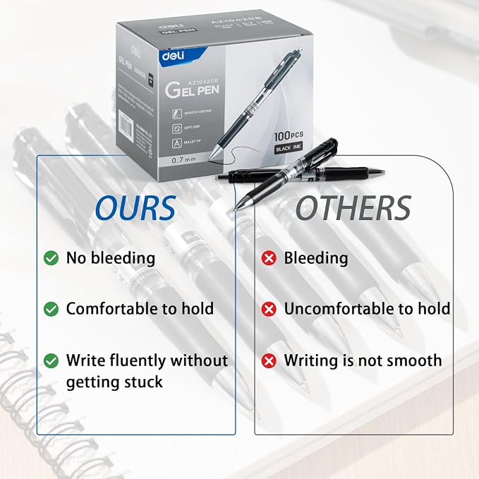 deli Gel Pens, Medium Point Pen 0.7mm, Smooth Writing, Fast Dry, No Bleed - Image 6