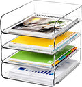 DCA 4 Tier Clear Desk Organizer, Stackable Paper Tray, Acrylic File Holder by DCA