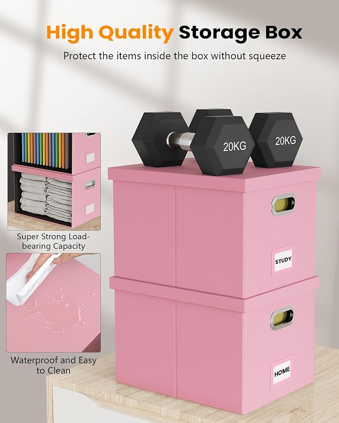 Oterri 2 Pack File Storage Organizer Box, Filing Box, Portable File Box - Image 4