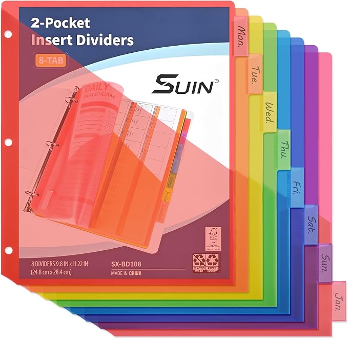 SUIN 8-Tab Binder Dividers by SuinOffice