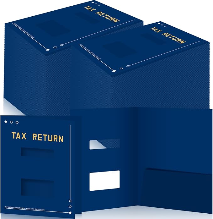 Mooliwe 200 Pcs Blue Tax Return Folders Bulk 9 x 11.25 Inches Income Tax by Mooliwe