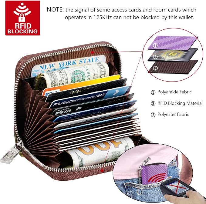 FurArt Zipper Wallet Women, RFID Blocking Credit Card Wallet, Business Card - Image 5