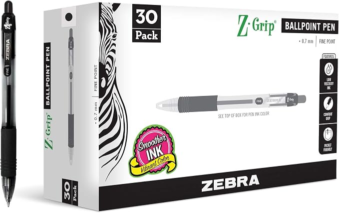 Zebra Pen Z-Grip Retractabe Ballpoint Pen, Fine Point by ZebraPen