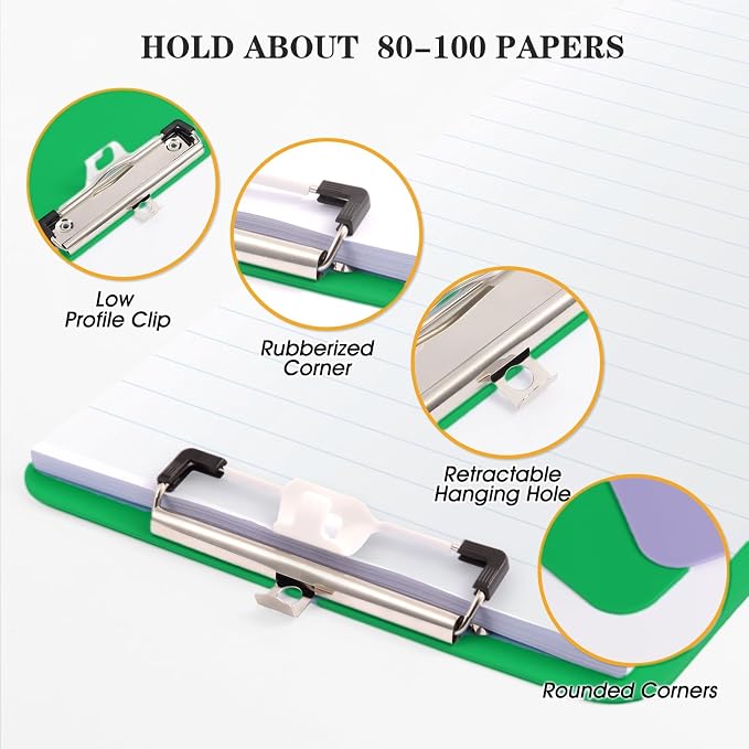 Green Clipboard with Pen Holder, Plastic Clipboard Standard Letter A4 Size - Image 5