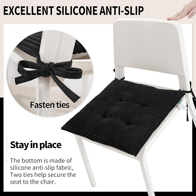 Office Stacking Chair Cushions 4 Pack, Corduroy High Density Foam Kitchen Seat - Image 4