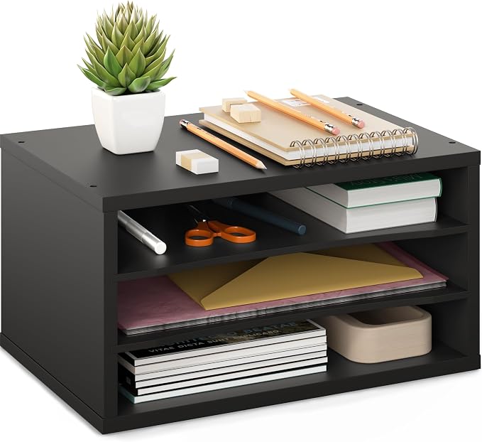 Ballucci Paper Organizer, 3-Tier Stackable Wood Desk Organizer, Document File by Ballucci