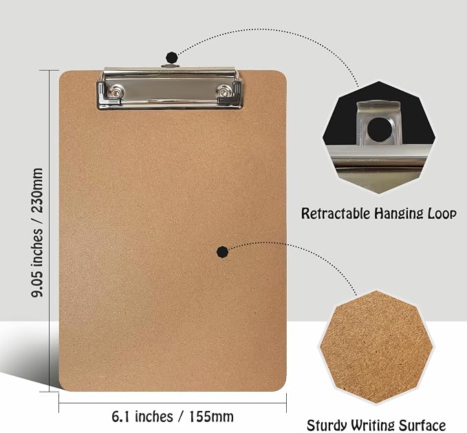 Mini Clipboards, 32 Pack 6" x 9" Small Clipboards Bulk, Wooden Memo Mini Clip - Image 3