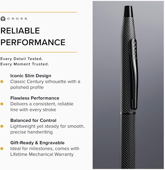 Cross Classic Century Slate Gray Engraved Diamond Pattern Ballpoint Pen - Image 4