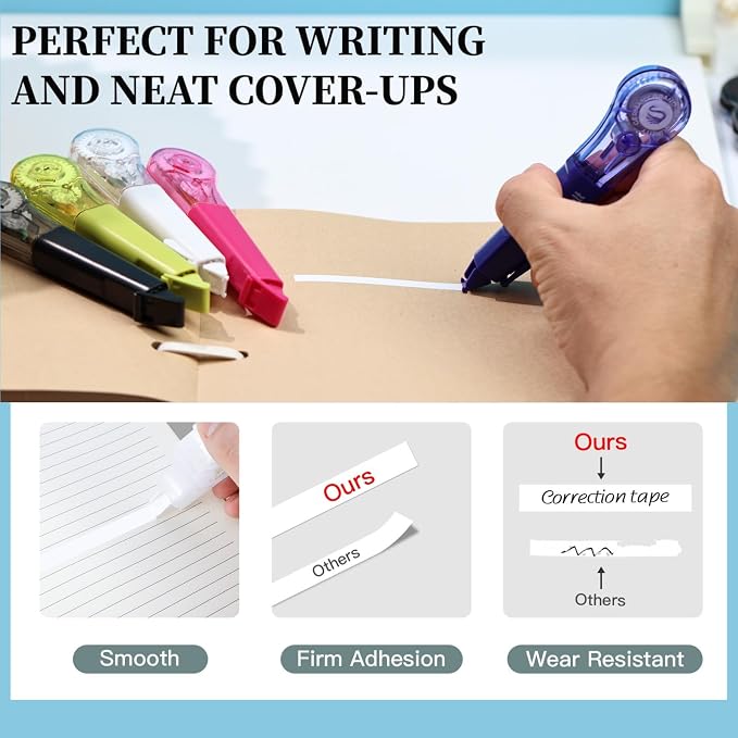 19.69ft Correction Tape Pen, 5-Count Pack, Dry Instantly, Stretch Resistant - Image 3