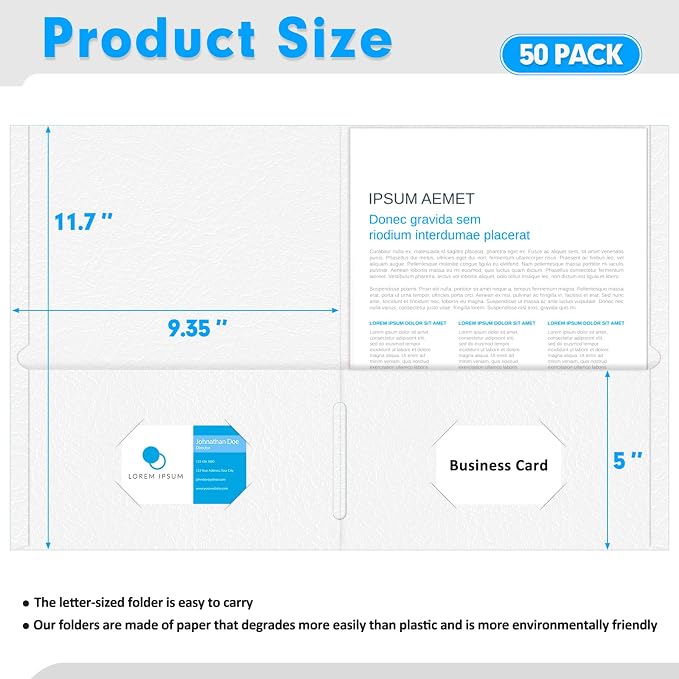 Two Pocket Folders, PANDRI 50 Pack 2 Pocket Folders, Letter Size Paper File - Image 2