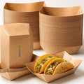 Disposable Kraft Paper Food Trays 4lb 200 Count, Oil Leak Proof Paper Food by Sowinvent