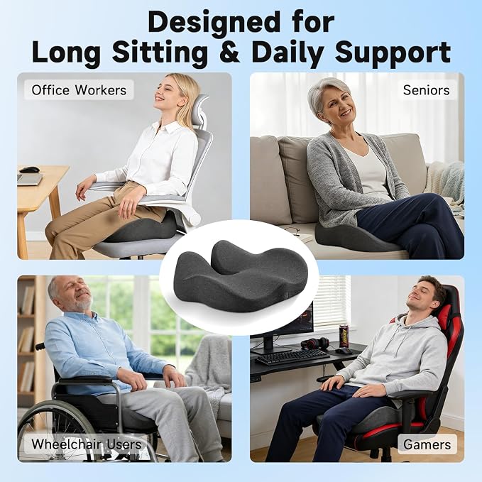 Seat Cushion for Office Chairs – Large U-Shaped Memory Foam Desk Chair Cushions - Image 2