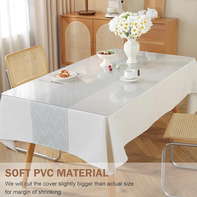 LovePads Clear Table Cover Protector, 40 x 80 Inch 2mm Thick Plastic Table Cover - Image 4