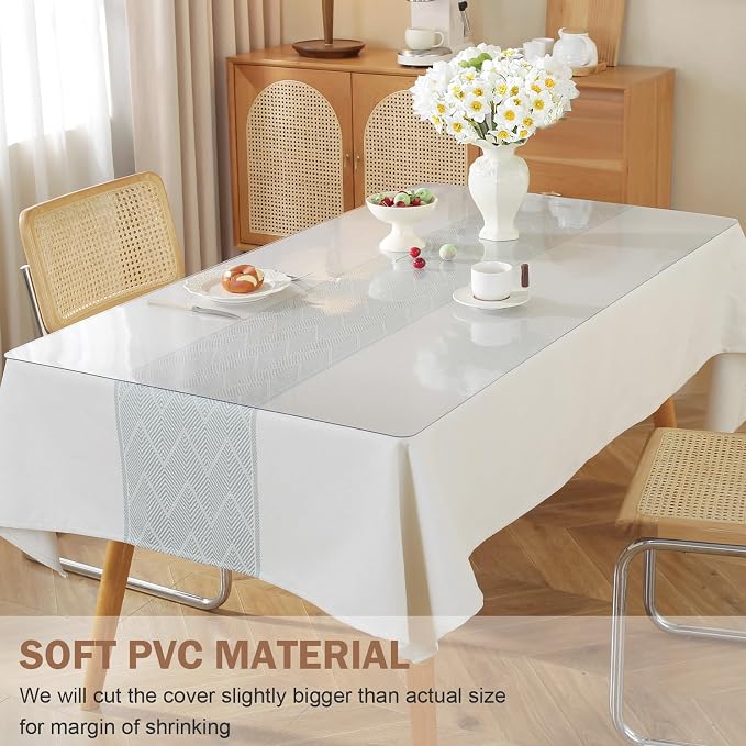 LovePads Clear Table Cover Protector, 16 x 72 Inch 2mm Thick Plastic Table Cover - Image 4