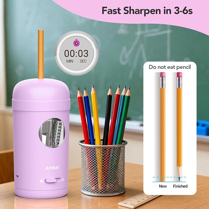 AFMAT Electric Pencil Sharpener, Fully Automatic Pencil Sharpener - Image 6