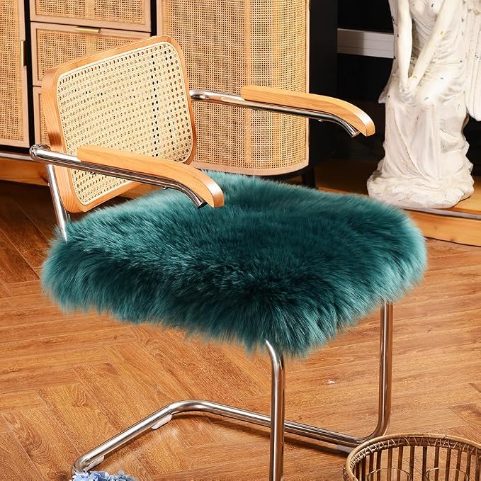 LLB Sheepskin Chair Covers Office Chair Cushion Dining Room Chair Pads Desk - Image 2
