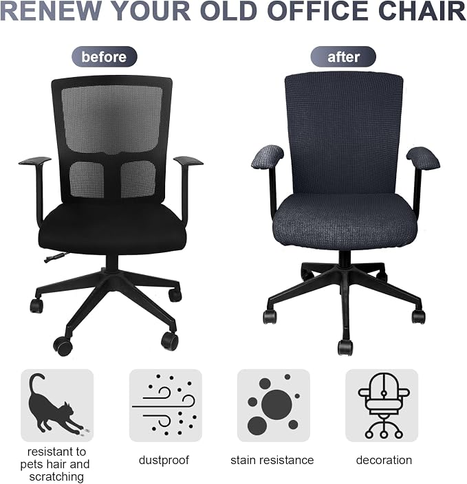 Tallew 4 Pcs Office Chair Covers Set Computer Universal Protective Stretchable - Image 4