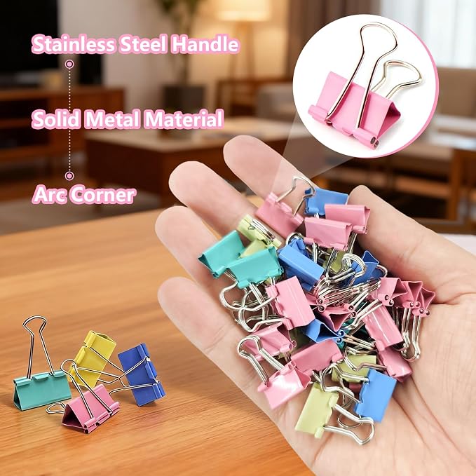 180 Pcs Small Binder Clips Assorted Colored, 0.59 in/15mm Mini Binder Paper - Image 3