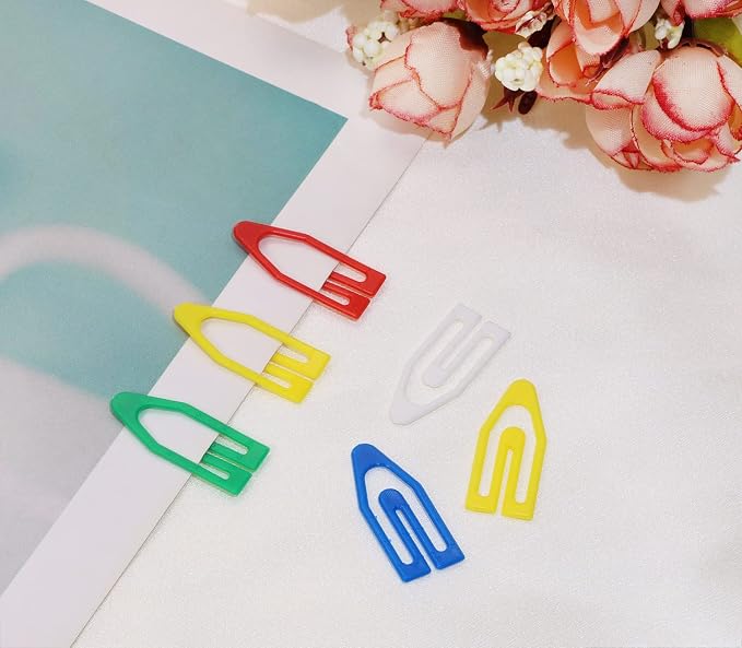 Tupalizy 50PCS Plastic Paper Clips Bookmarks Smooth Colored Paperclip Clamp - Image 6