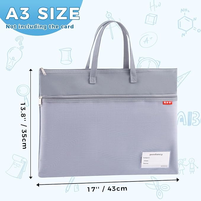 Pendancy Mesh Zipper Pouch A3 Size, Large Double Pocket Waterproof File Bag - Image 2