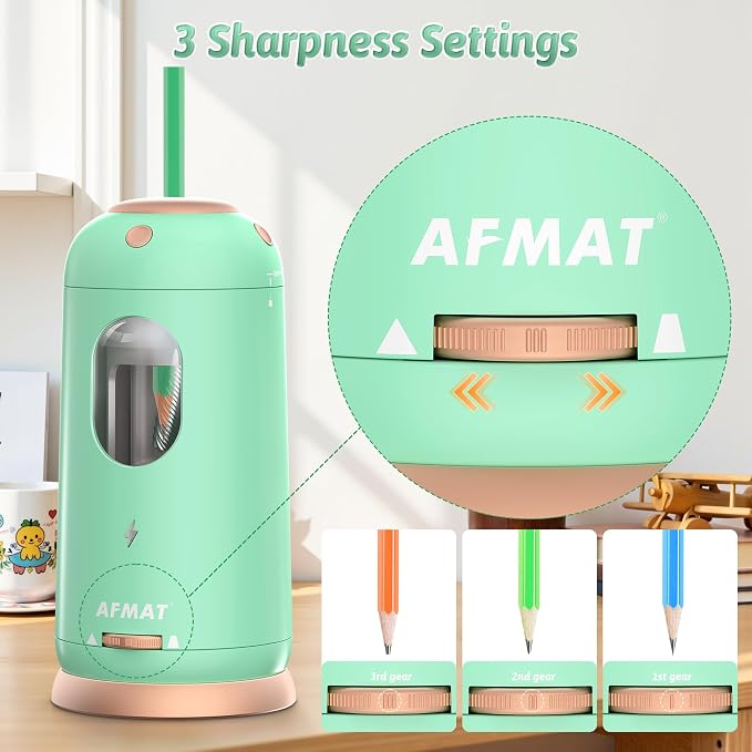 AFMAT Electric Pencil Sharpener, Auto in & Out, Fully Automatic Pencil Sharpener - Image 4