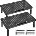 BONTEC Monitor Stand for Desk 2 Pack, 3-Level Height Adjustable Metal Monitor by BONTEC