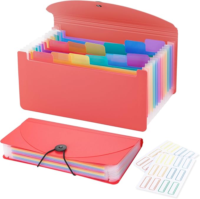 13 Pocket A6 Receipt Organizer, 2 Pack Small Accordion File Organizer, Coupon by RIEJIN