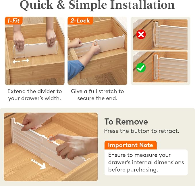 Lifewit 5" High 9 Pack Drawer Dividers, 11.5"-18.5" Adjustable Deep Drawer - Image 4