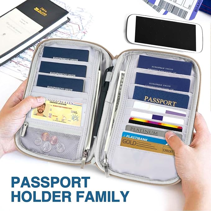 Passport Holder Family, Women Rfid Blocking Passport Wallet, Travel Essentials - Image 6