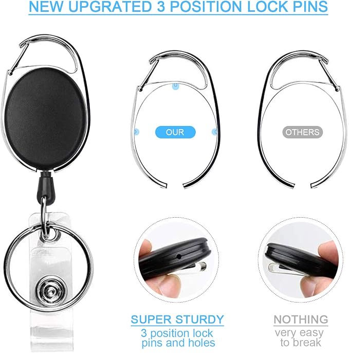 Teskyer Badge Reel, 5 Pack Retractable Badge Holders - Image 4