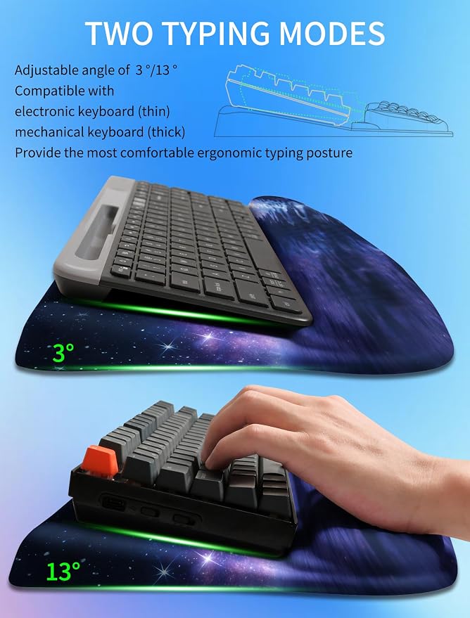 Ergonomic Wave Wrist Rest with Keyboard Stand, Cushioned Palm Rest, Comfortable - Image 2