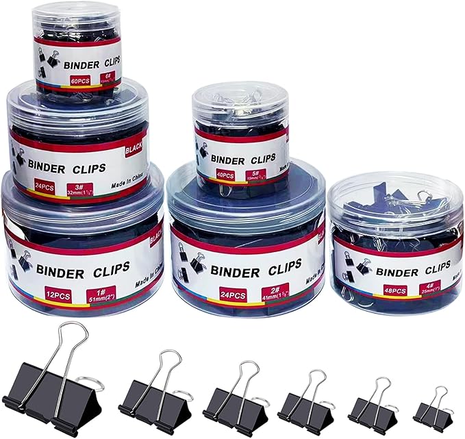 208 PCS Binder Clips Paper Clamps Assorted Sizes, Metal Paper Binder Clip by STOLCA