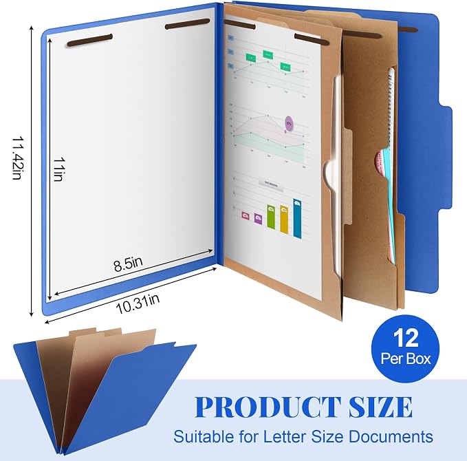 Skyygemm 12 Pcs Classification Folders Letter Size, 2 Pocket Dividers - Image 2
