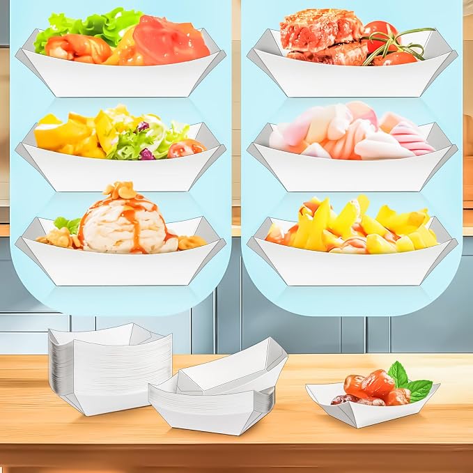 80 Pack 1/2Lb Paper Food Boat Trays Disposable Small Paper Boats Plates - Image 7